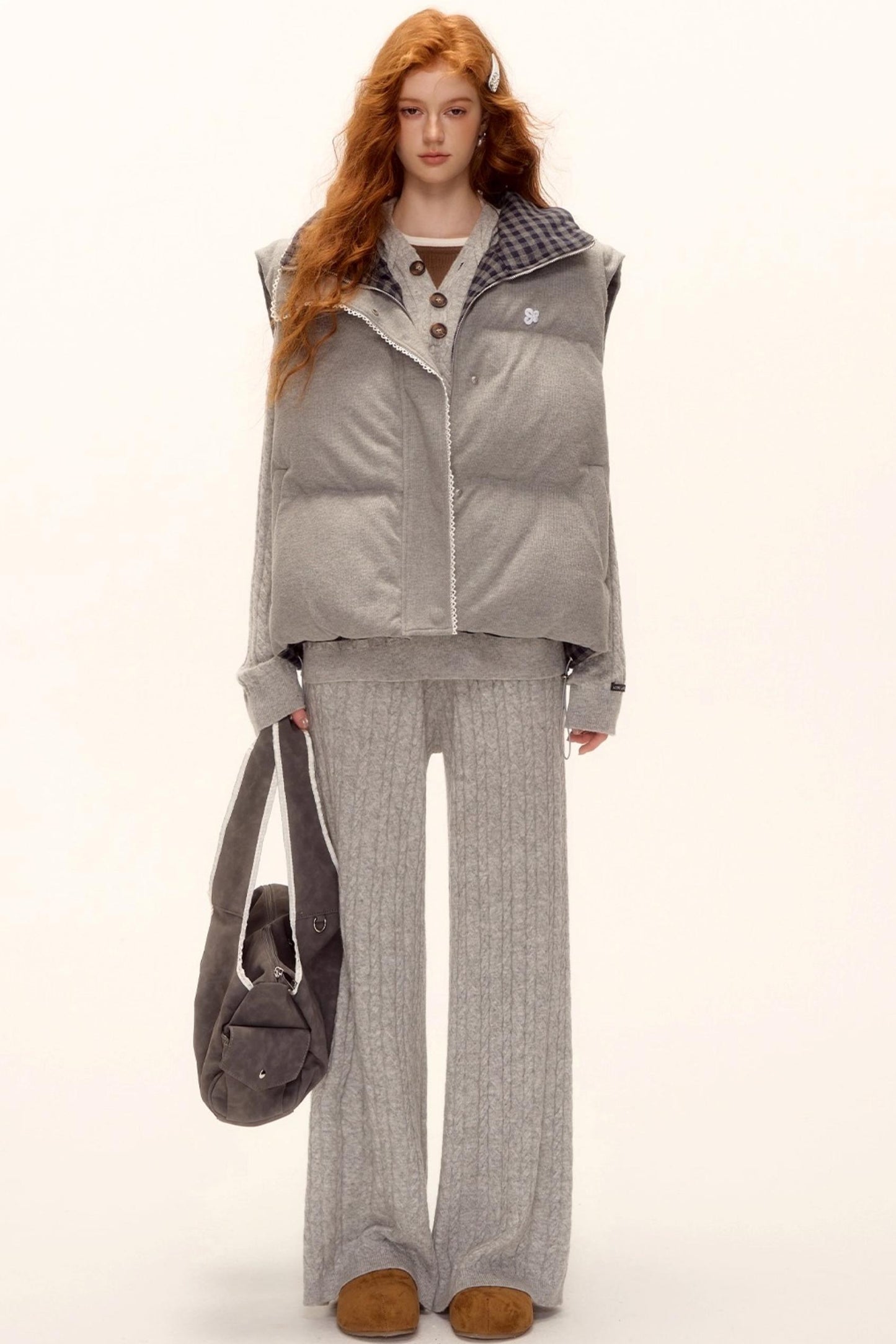 Reversible Plaid Lace Vest Jacket