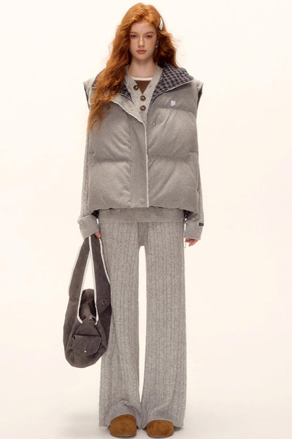 Reversible Plaid Lace Vest Jacket