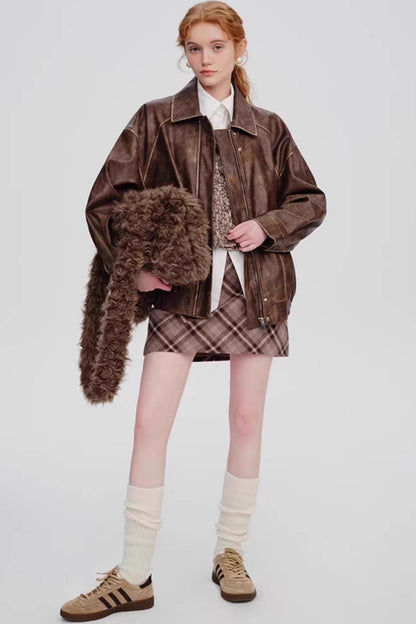 Lapel Leather Jacket