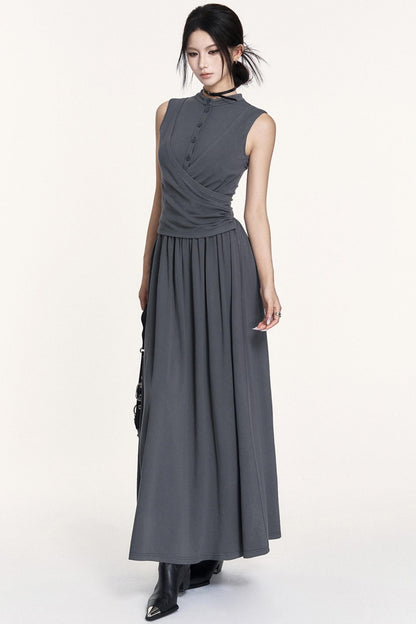 Light Silhouette Stretch Knit Vest Dress