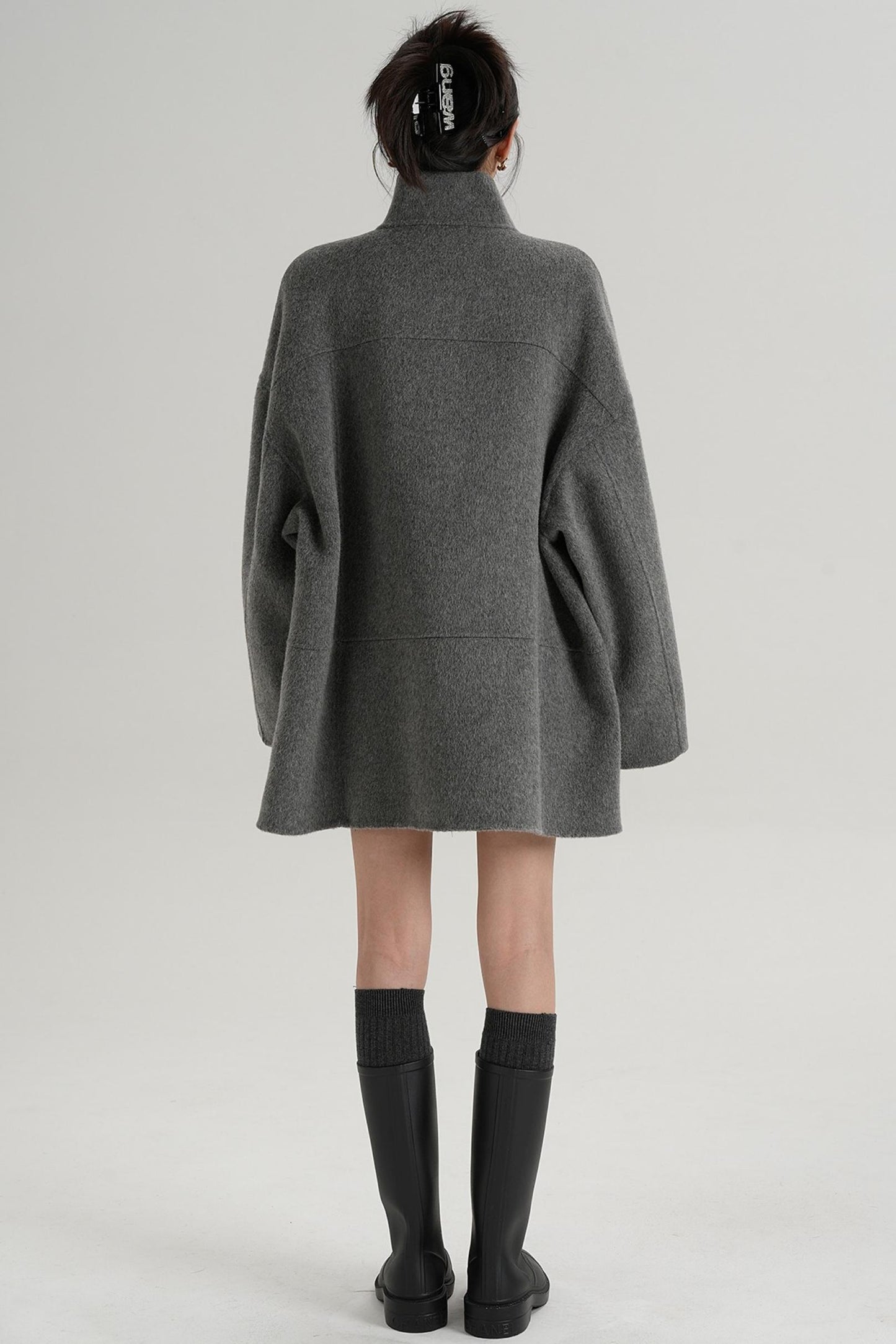 Stand-Up Collar Loose Sleeve Wool Jacket