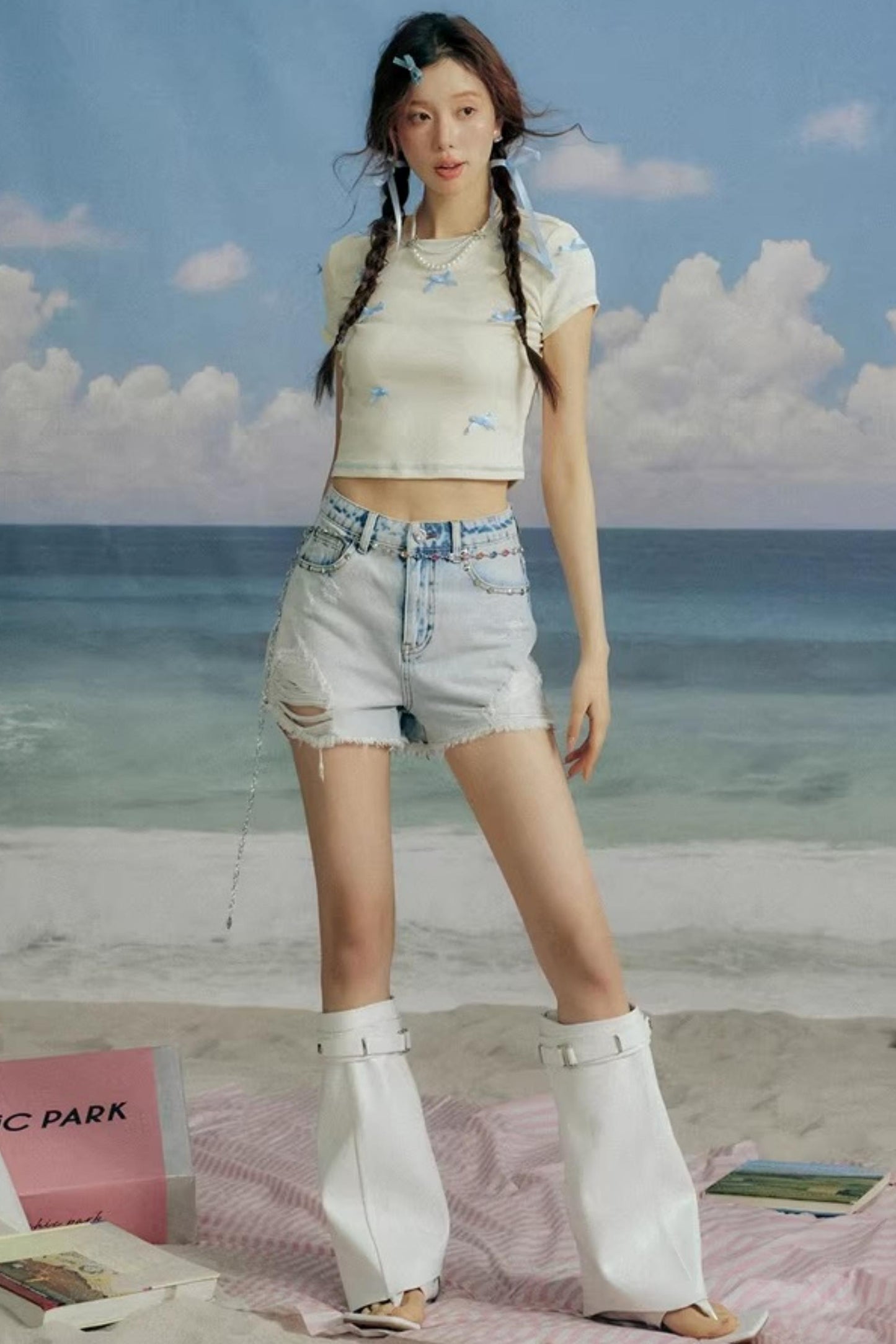 Bow-Decorated Slim-Fit Top