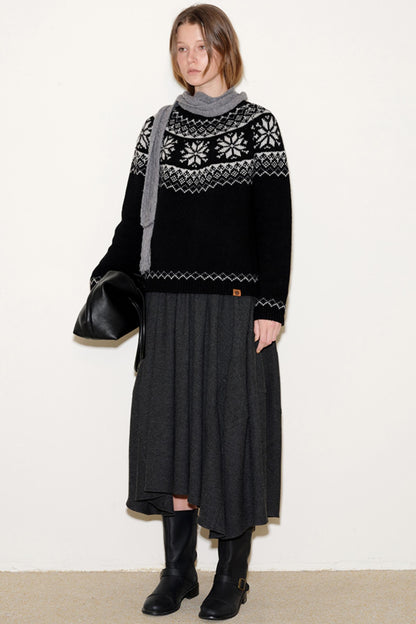 Volume Cut Elastic Waist Skirt