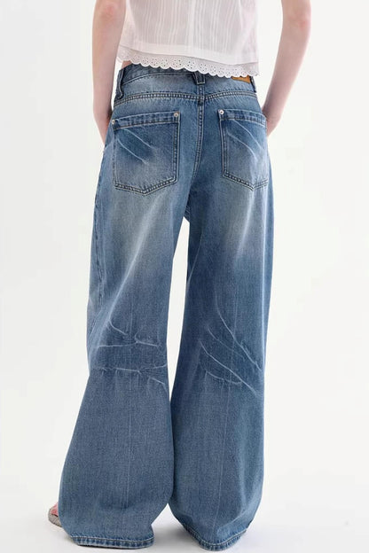 Retro Diagonal Pocket Denim Pants