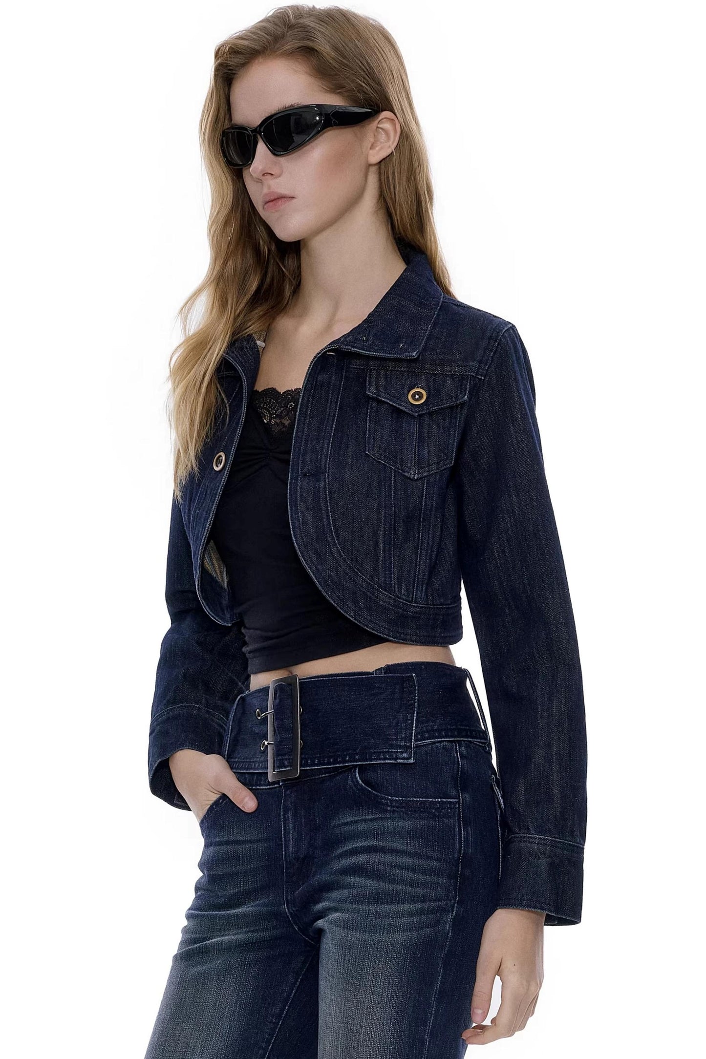 Structural Silhouette Short Denim Jacket