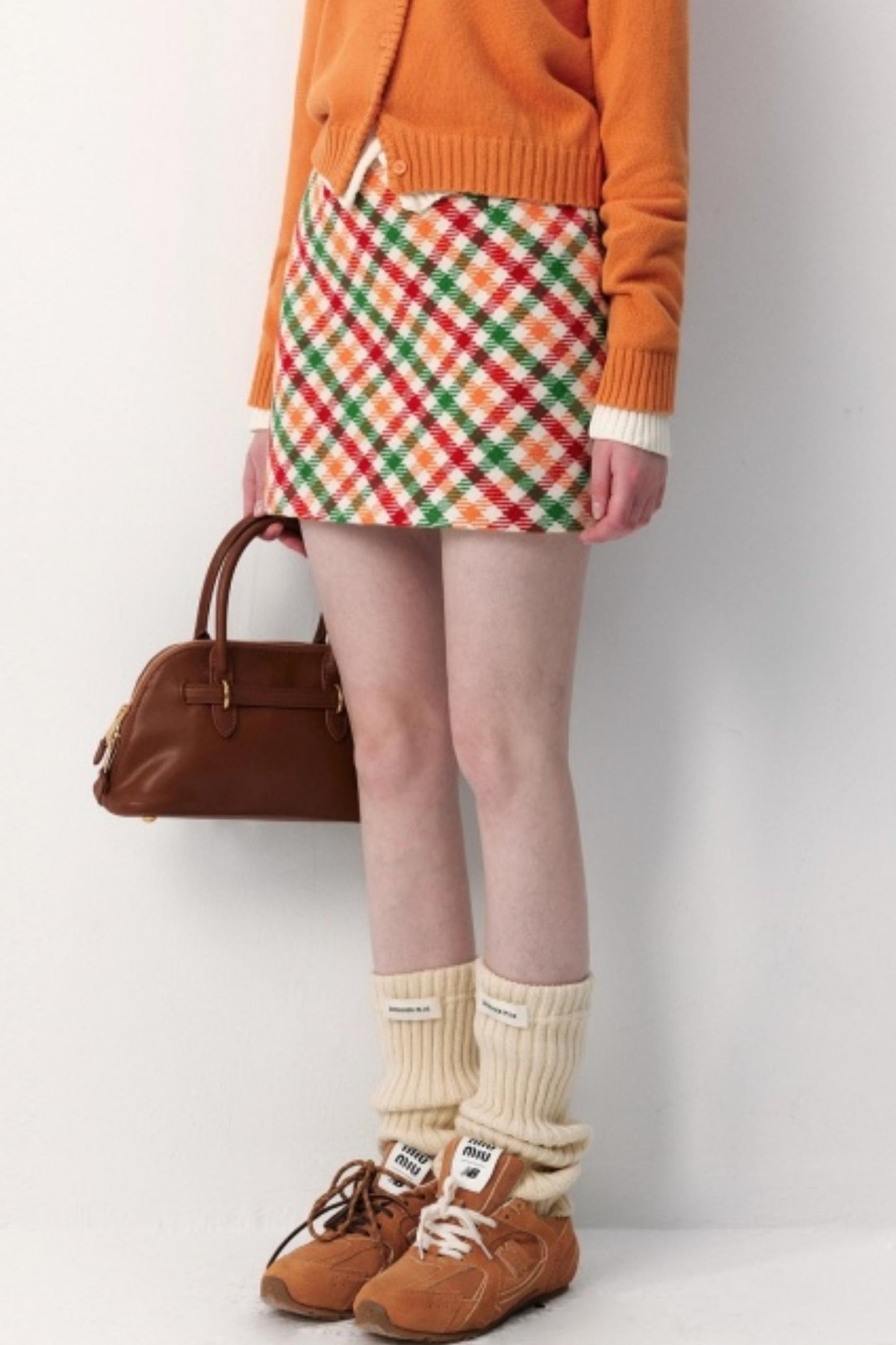 Rainbow Plaid Woolen Skirt