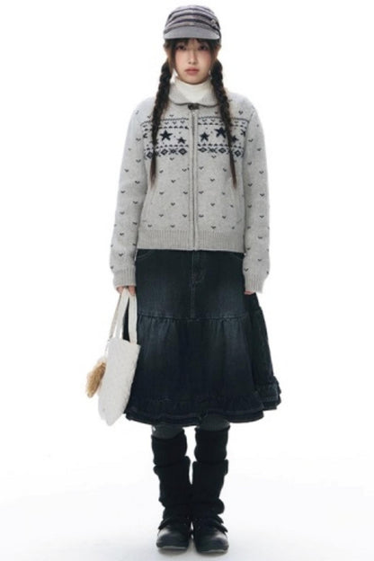 Vintage Lace Denim Skirt