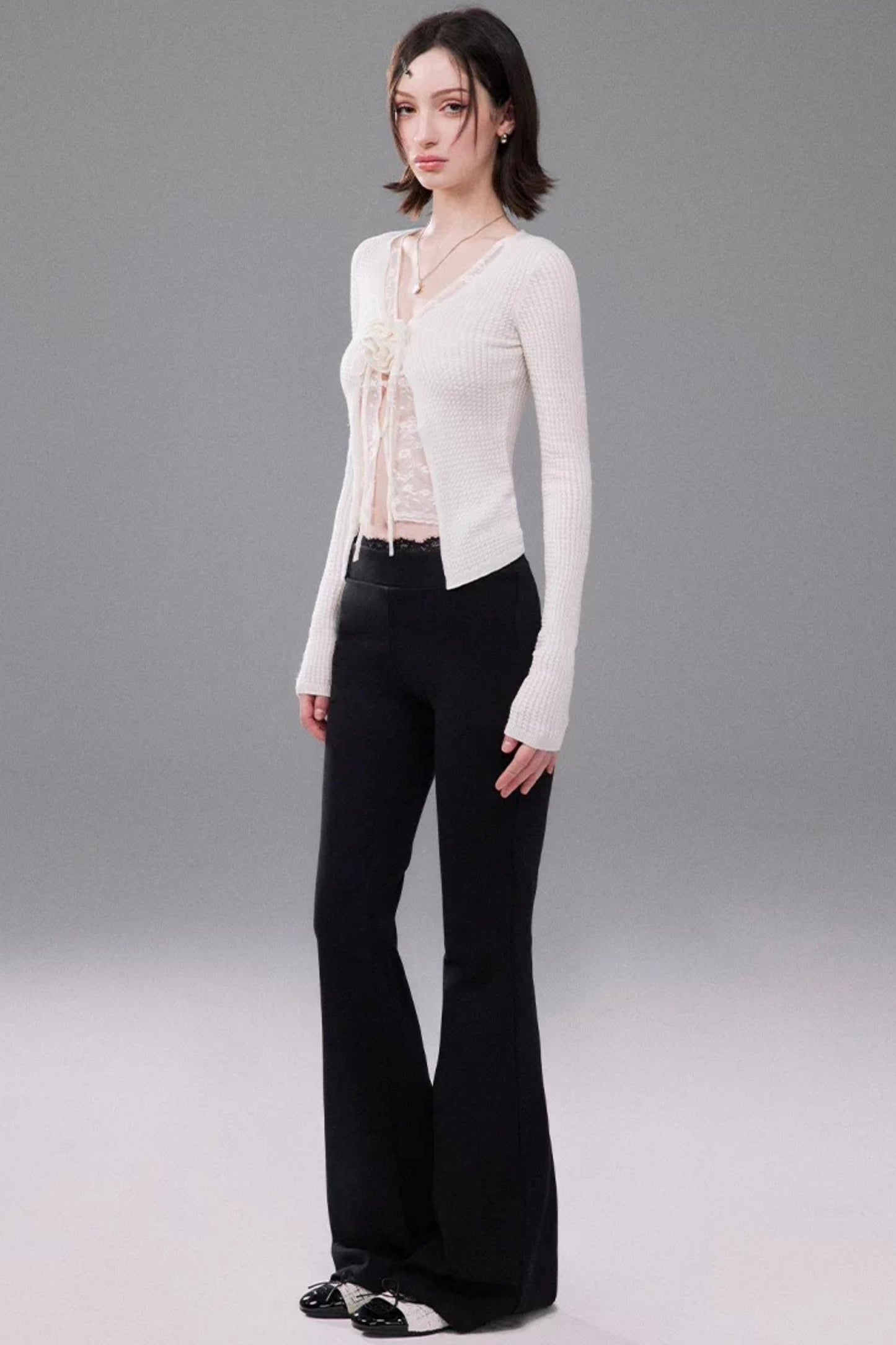 Black Lace Waistband Pants