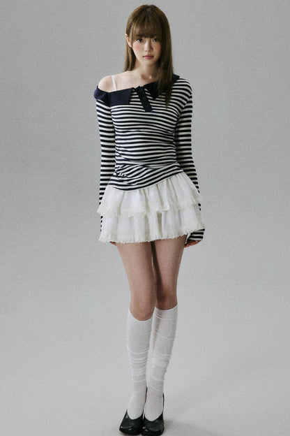 Off-Shoulder Wool Blend Top