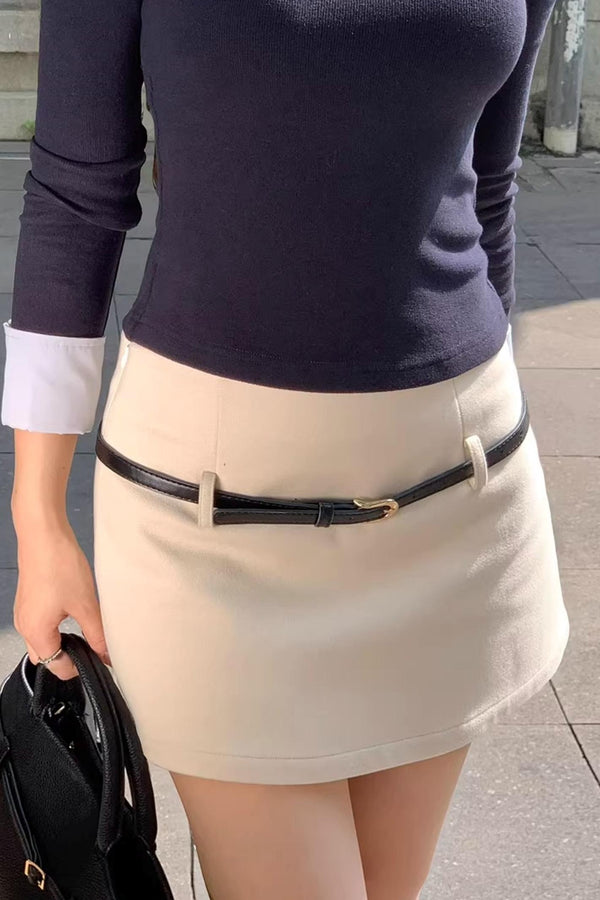 Fake Two Piece Knitted Top Skirt Set-Up