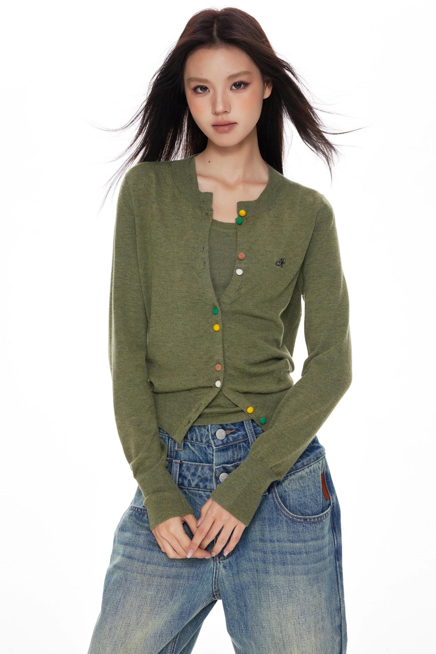 Colorful Knit Cardigan Set