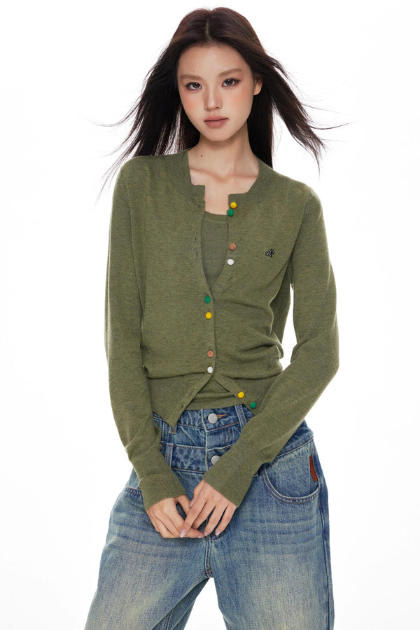 Colorful Knit Cardigan Set