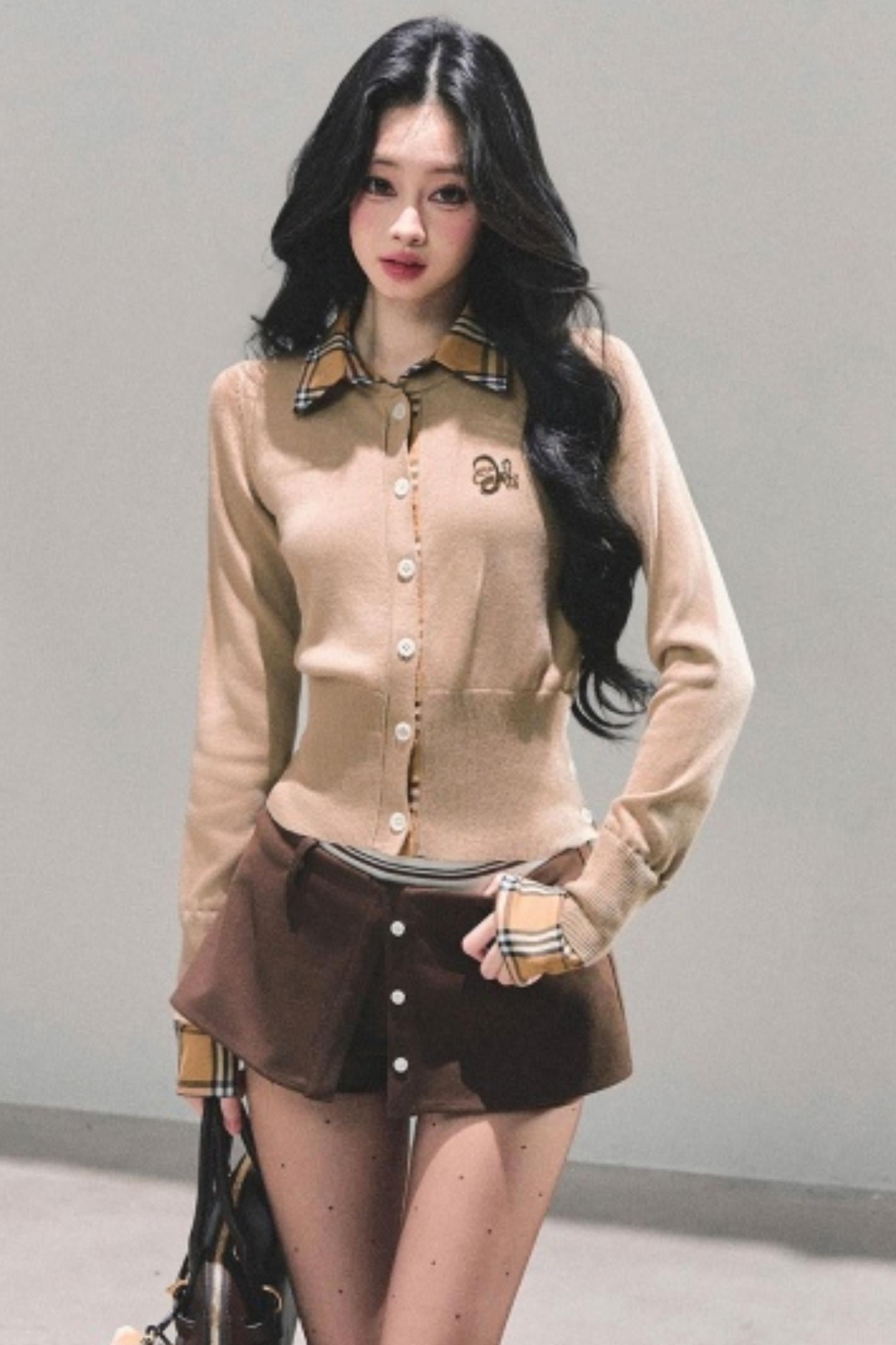 Fake Two Korean Long-Sleeve Knit Top
