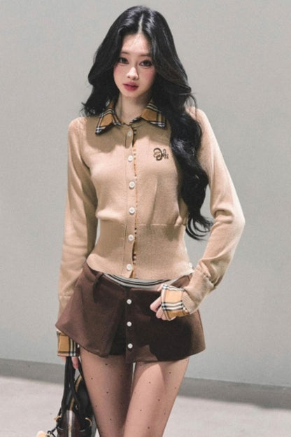 Fake Two Korean Long-Sleeve Knit Top