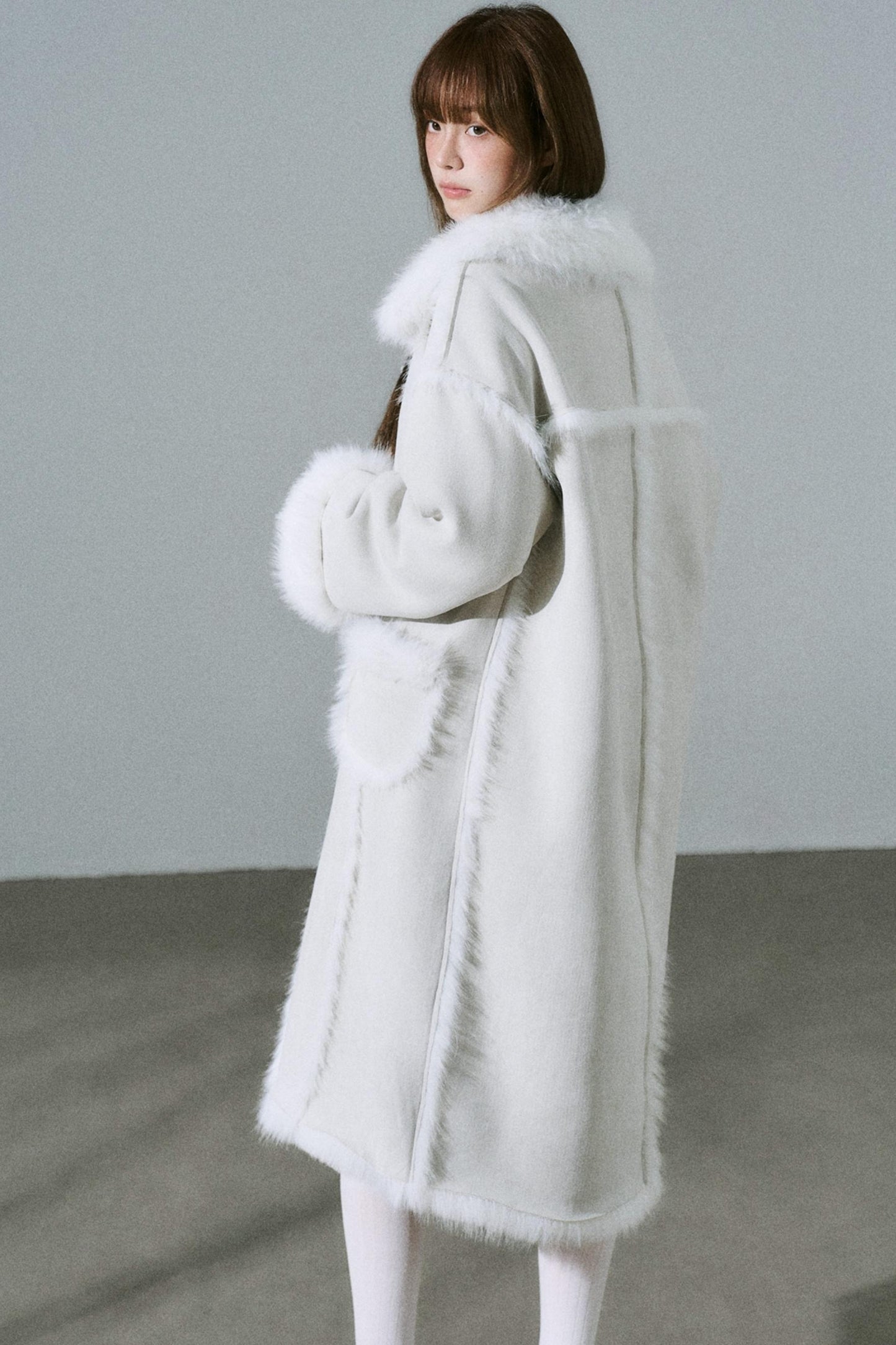 Sweet Silver Grey Fur Jacket