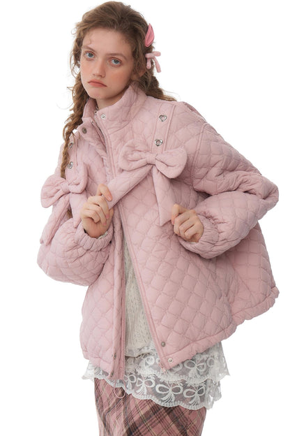 Winter Pink Bow Design Coat