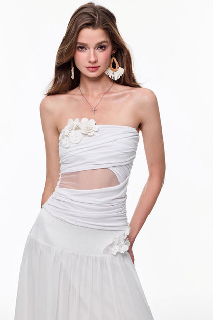 Spring White Knitted Top Skirt Set-Up