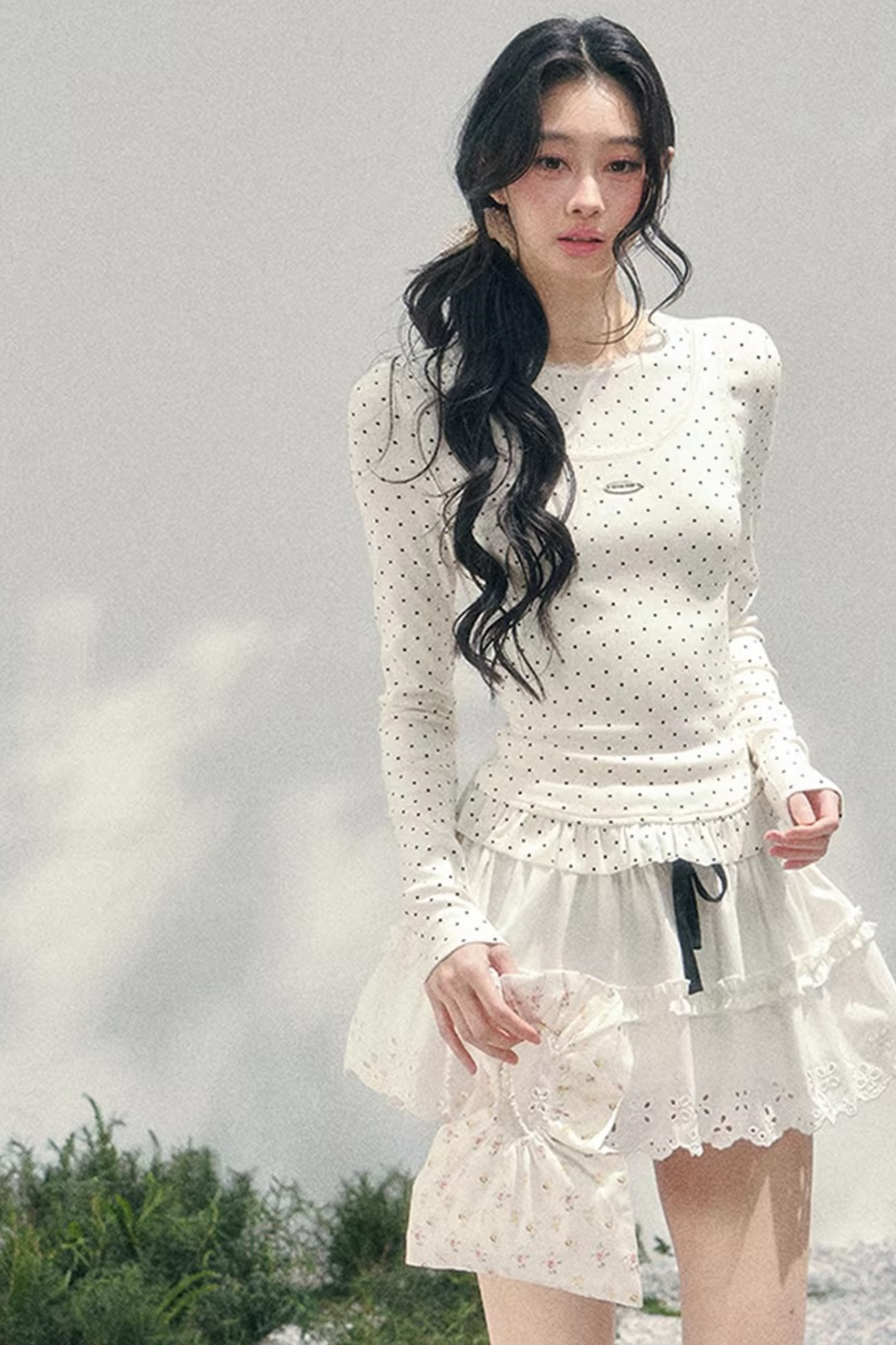 Polka Dot Two-Piece Blouse