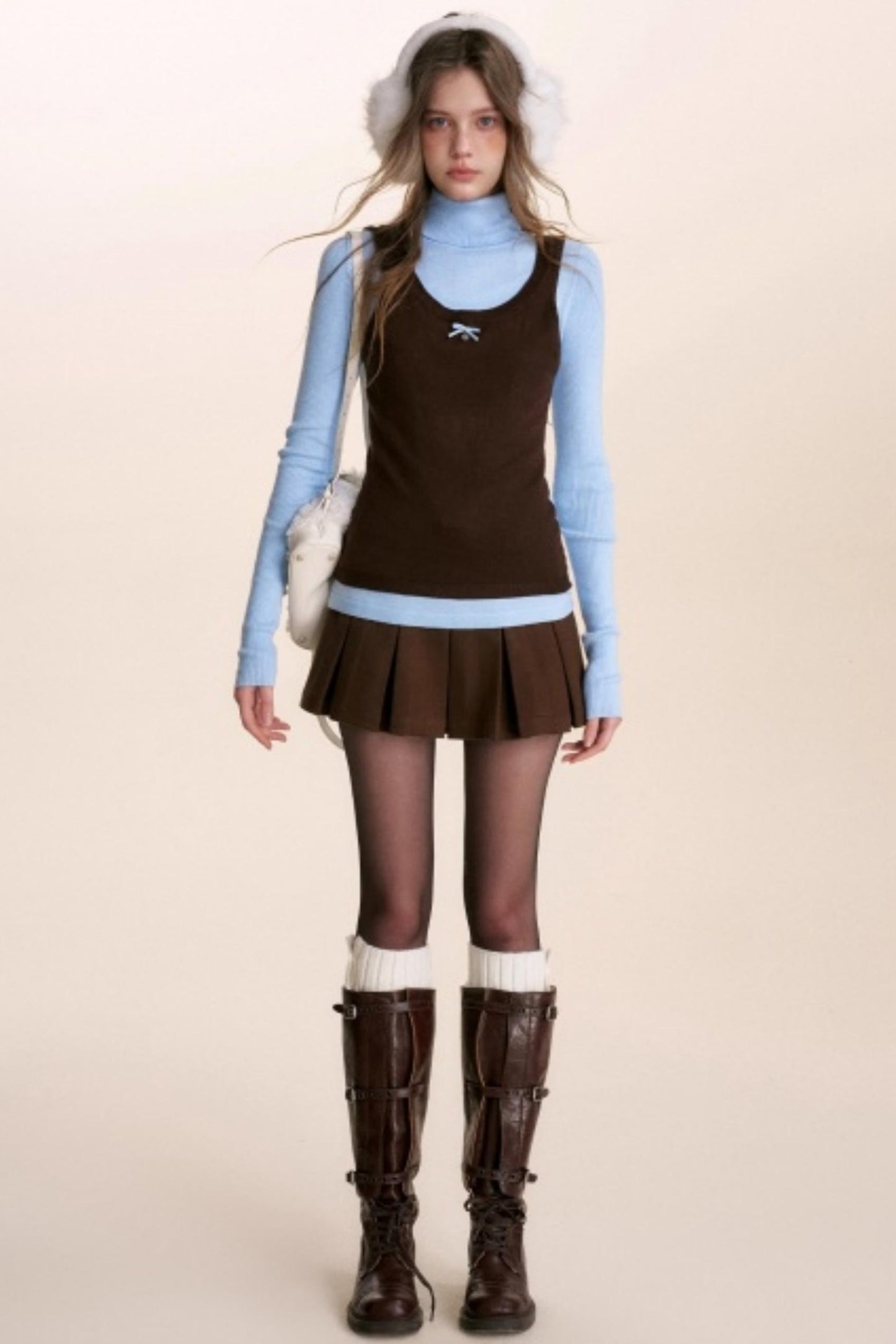 Fake Two-Piece Wool Blend Knit Vest