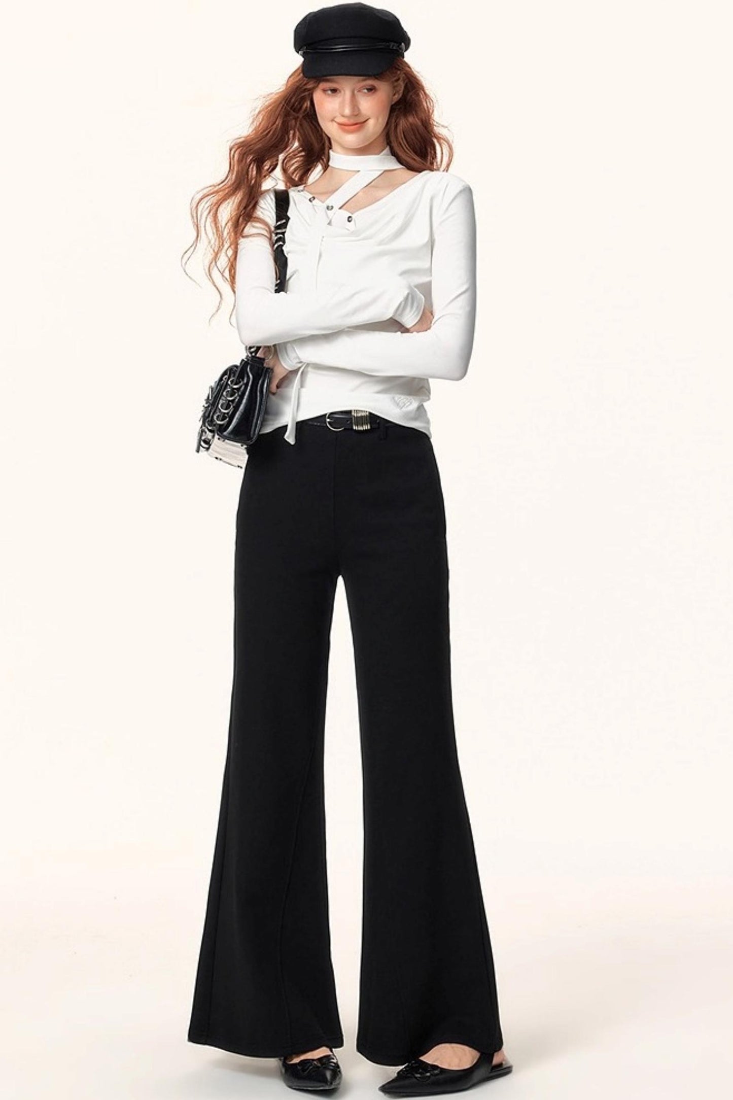 Black Knit Flared Pants