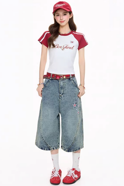 Color-Blocking Letter Print Top