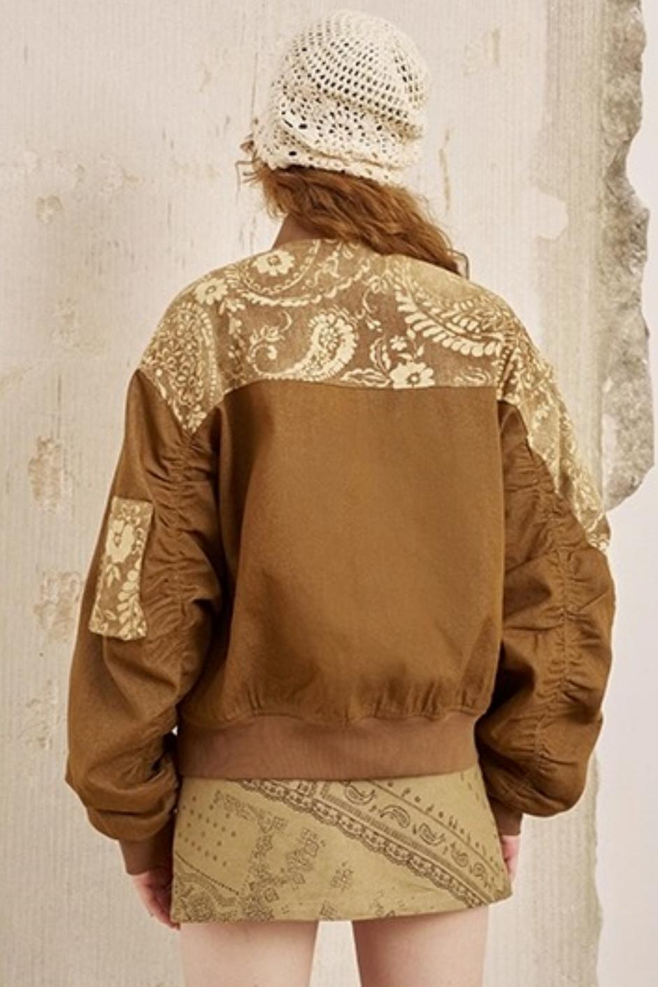 Cashew Print Long Sleeve Flight Jacket