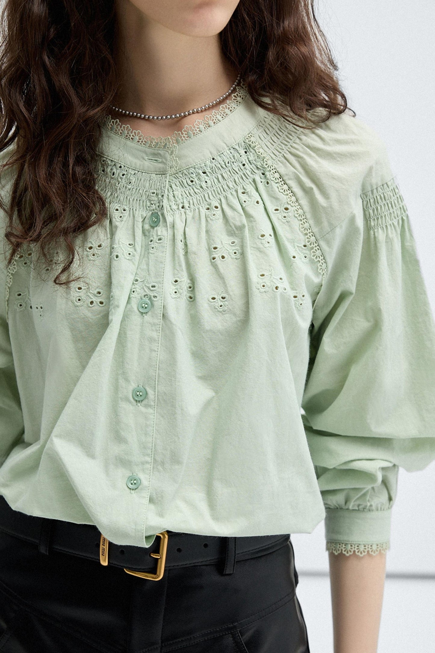 French Embroidered Cut-Out Lace Top