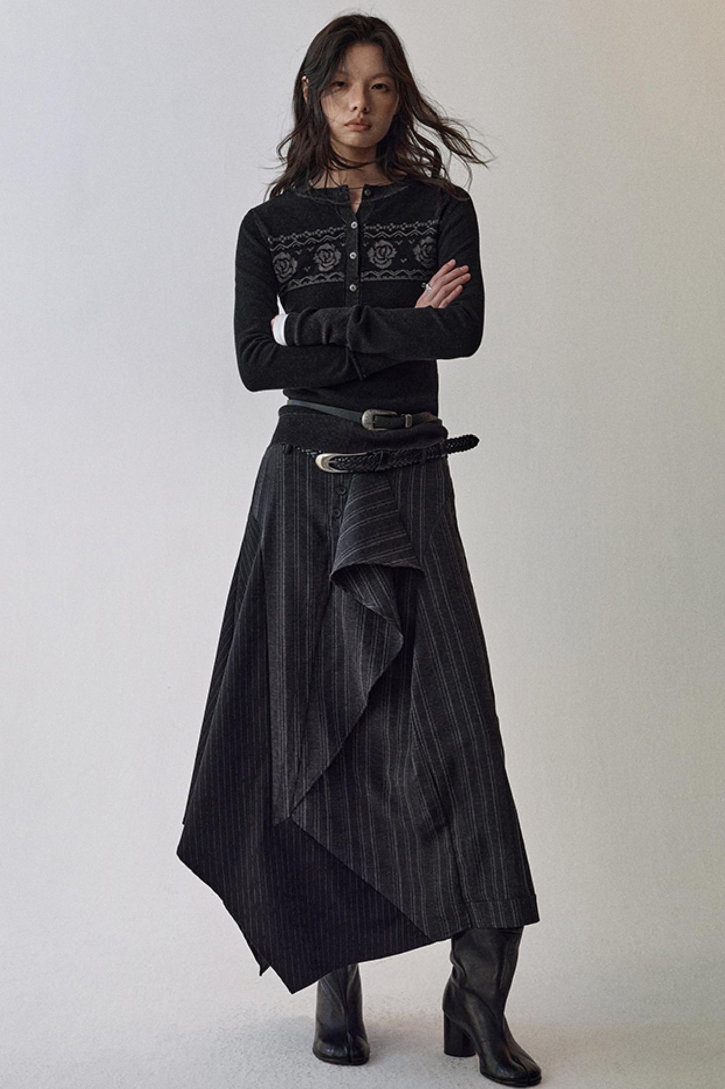 Striped Color-Blocking Shirt Set-Up