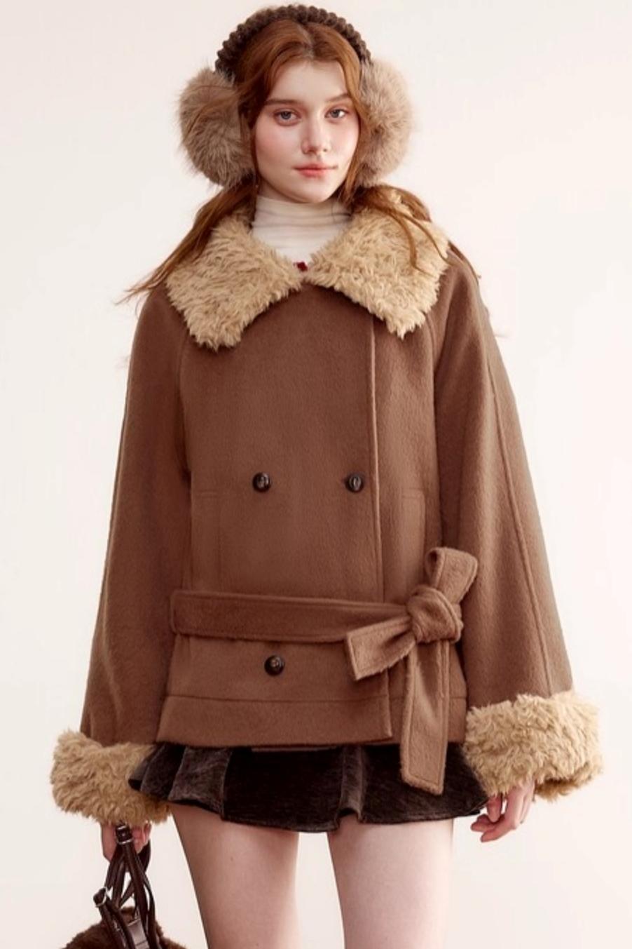 Fur Collar Woolen Coat