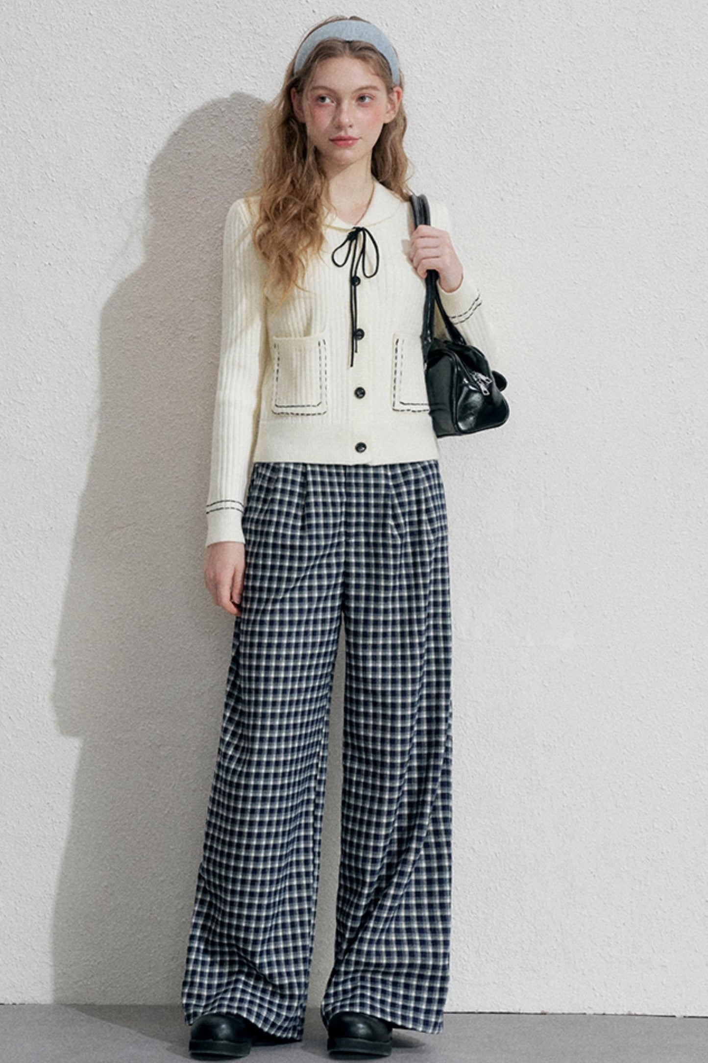 Blue Plaid Woolen Trousers