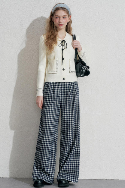 Blue Plaid Woolen Trousers