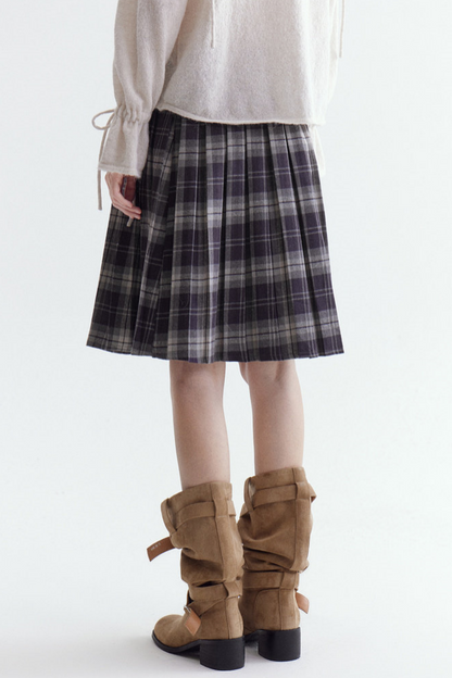 Cotton Plaid A-Line Skirt