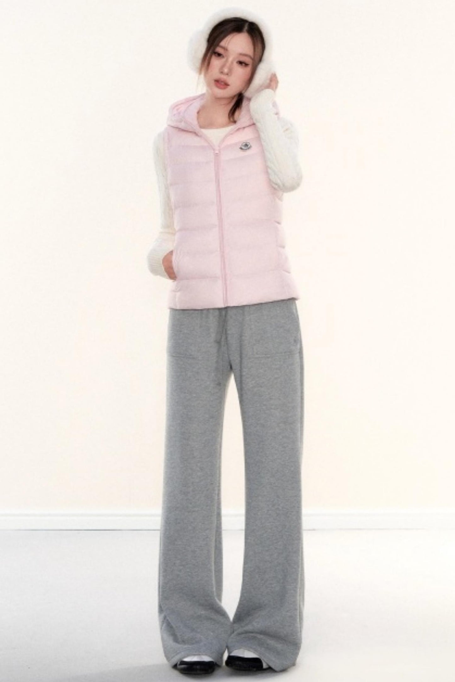 Hooded Ribbed Down Vest