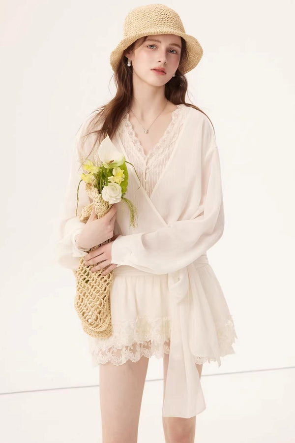 Chiffon Lace Paneled Dress