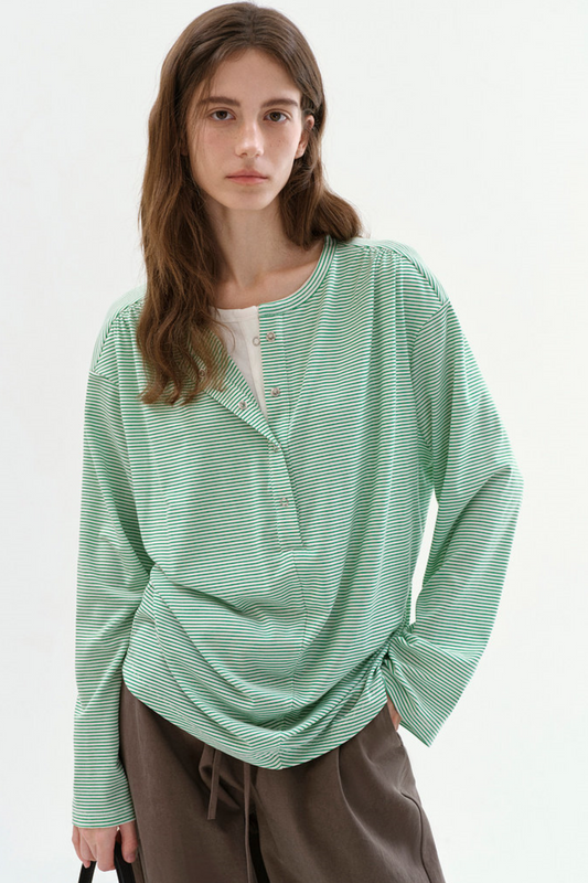 Apple Green Pinstripe Top