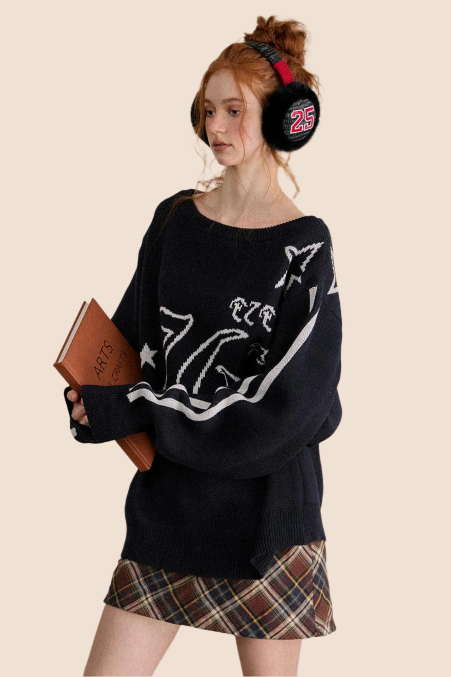 Retro Loose Slant Shoulder Knit Sweater