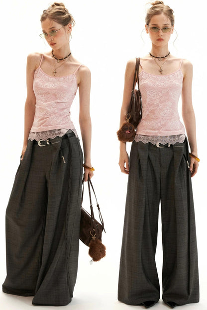 Lace-Trimmed Floral Cardigan Set-Up
