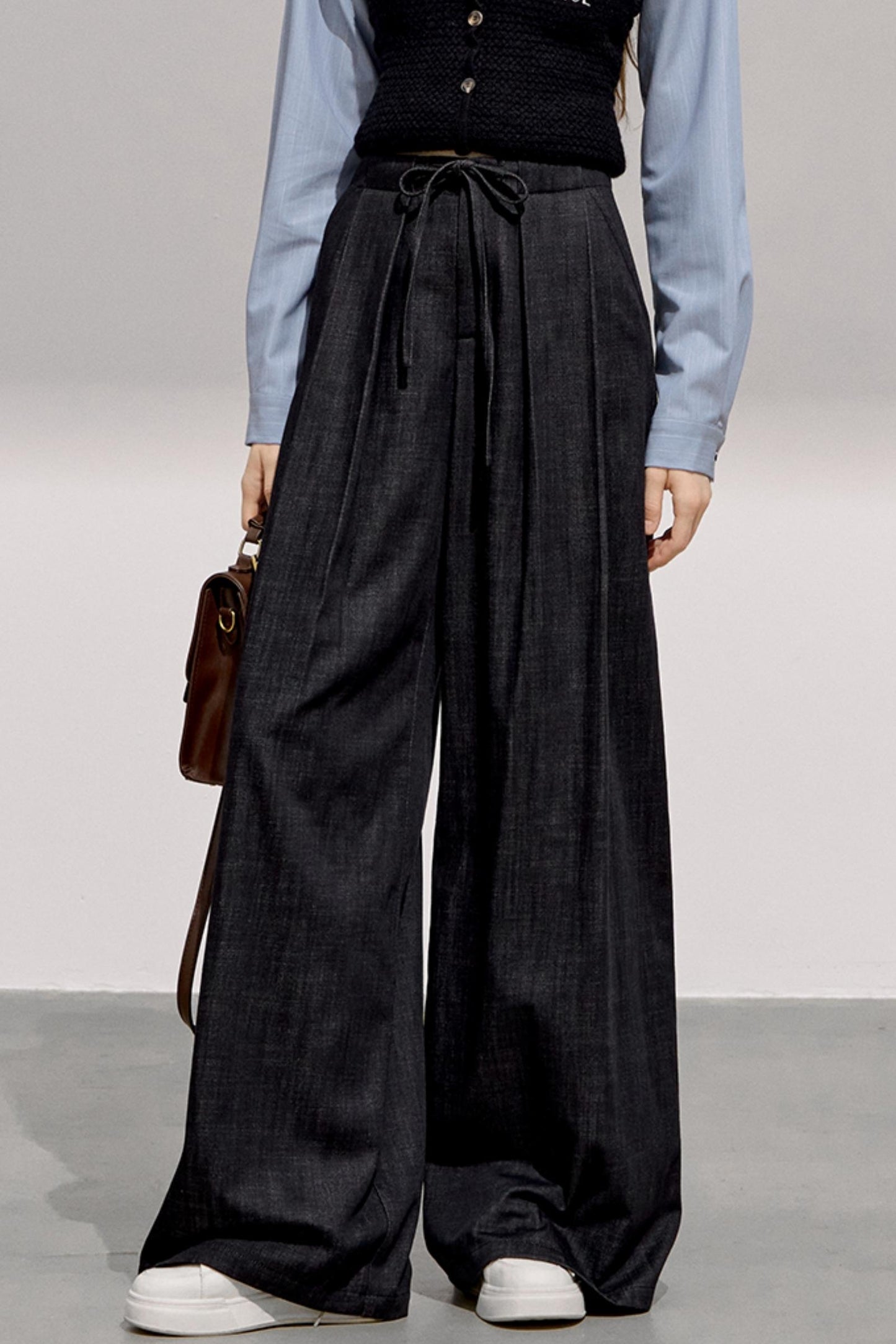 Cool Commuter Denim Wide-Leg Pants