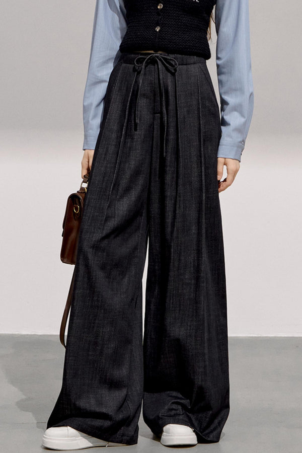 Cool Commuter Denim Wide-Leg Pants