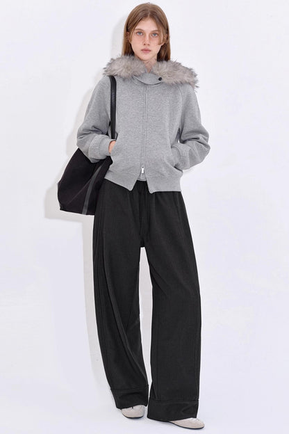 Minimalist Drawstring Waist Plaid Pants