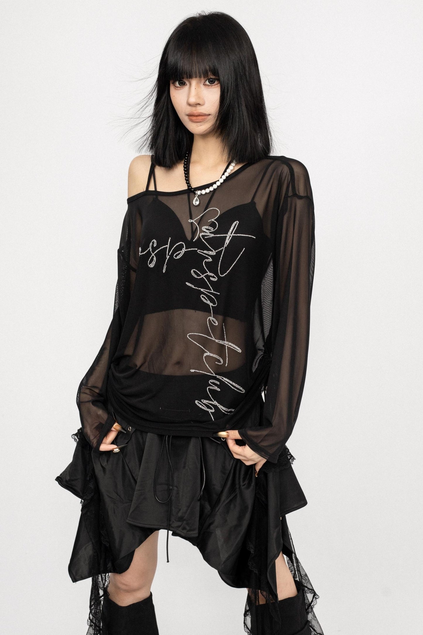 Slim Fit Black Long Sleeve Top