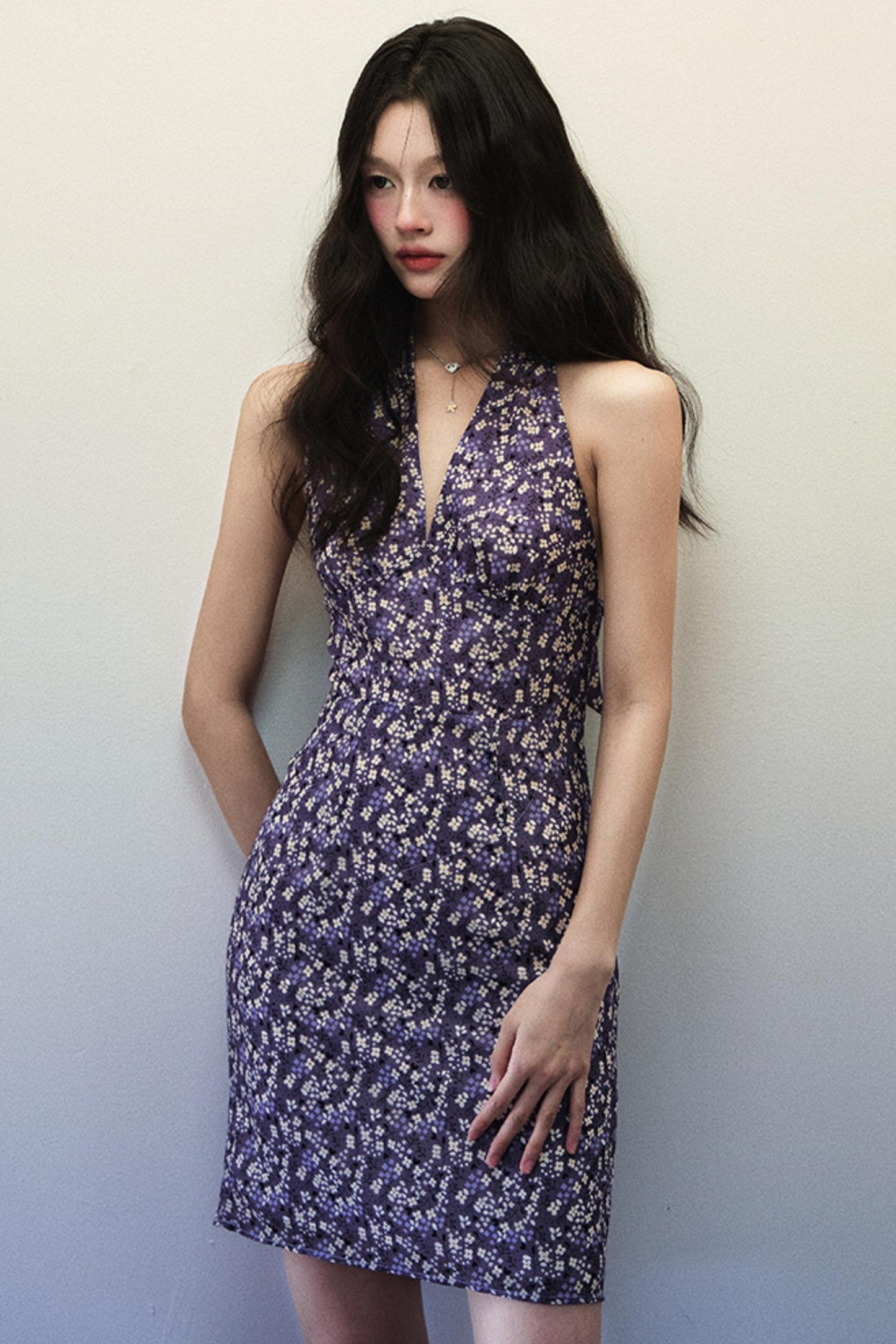 Summer Purple Floral Dress