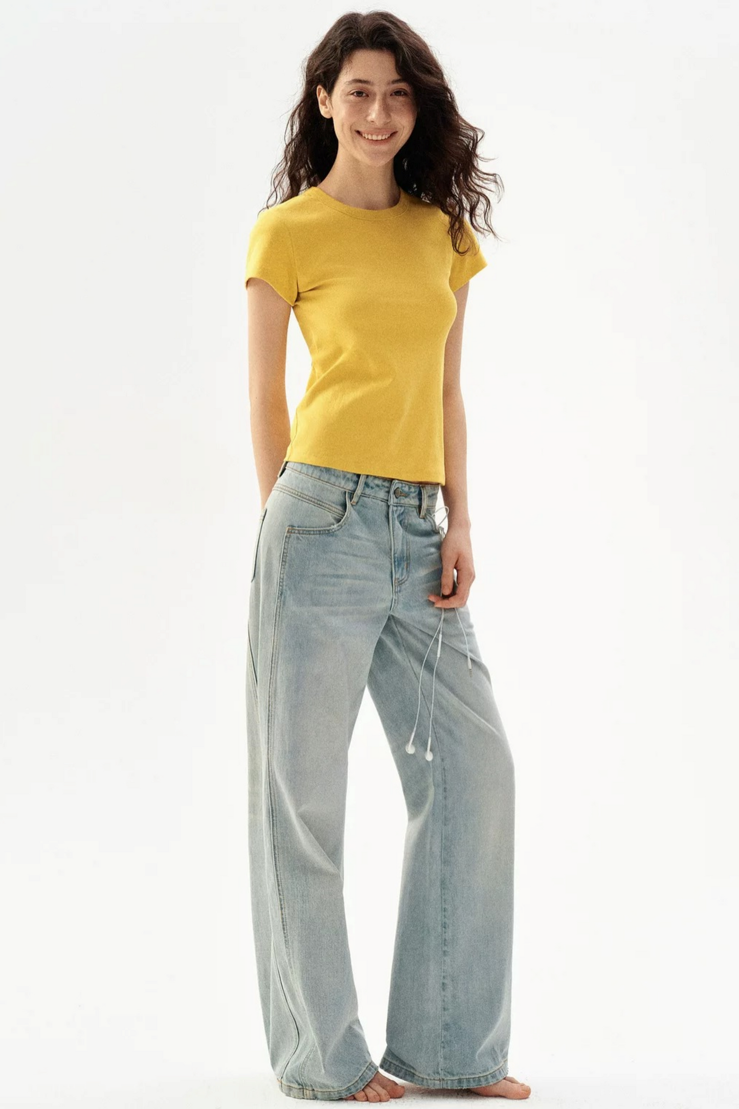 Distressed Wide-Leg Jeans