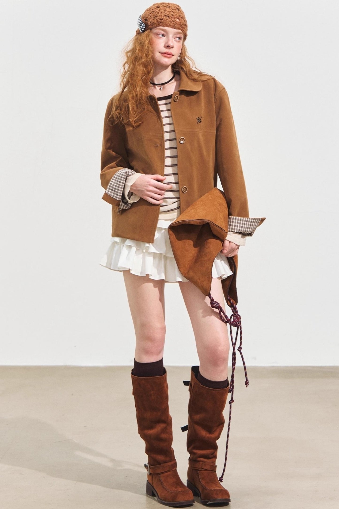 Suede Doll Collar Jacket