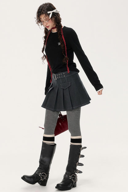 Topline Pleated A-Line Skirt