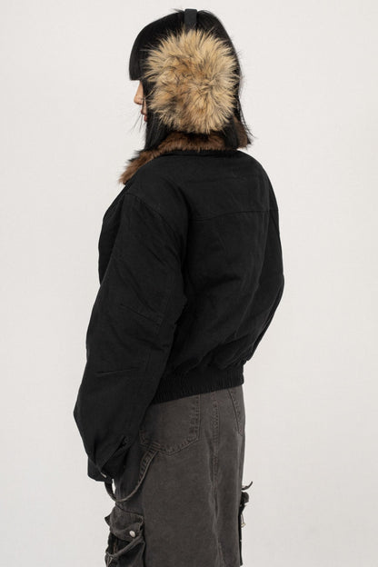 Autumn Black Vintage Cotton Jacket