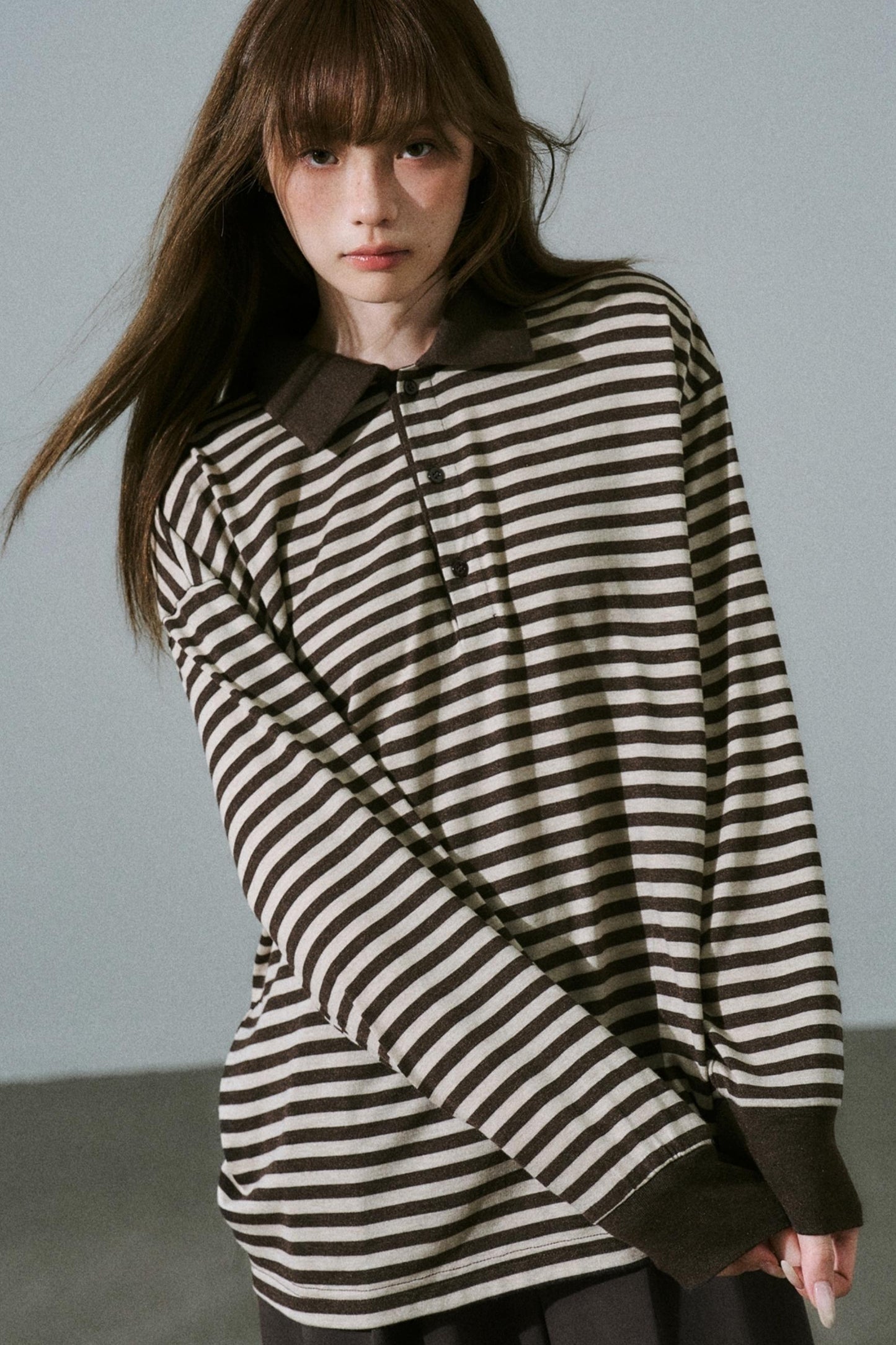 Chocolate Brown Striped Top