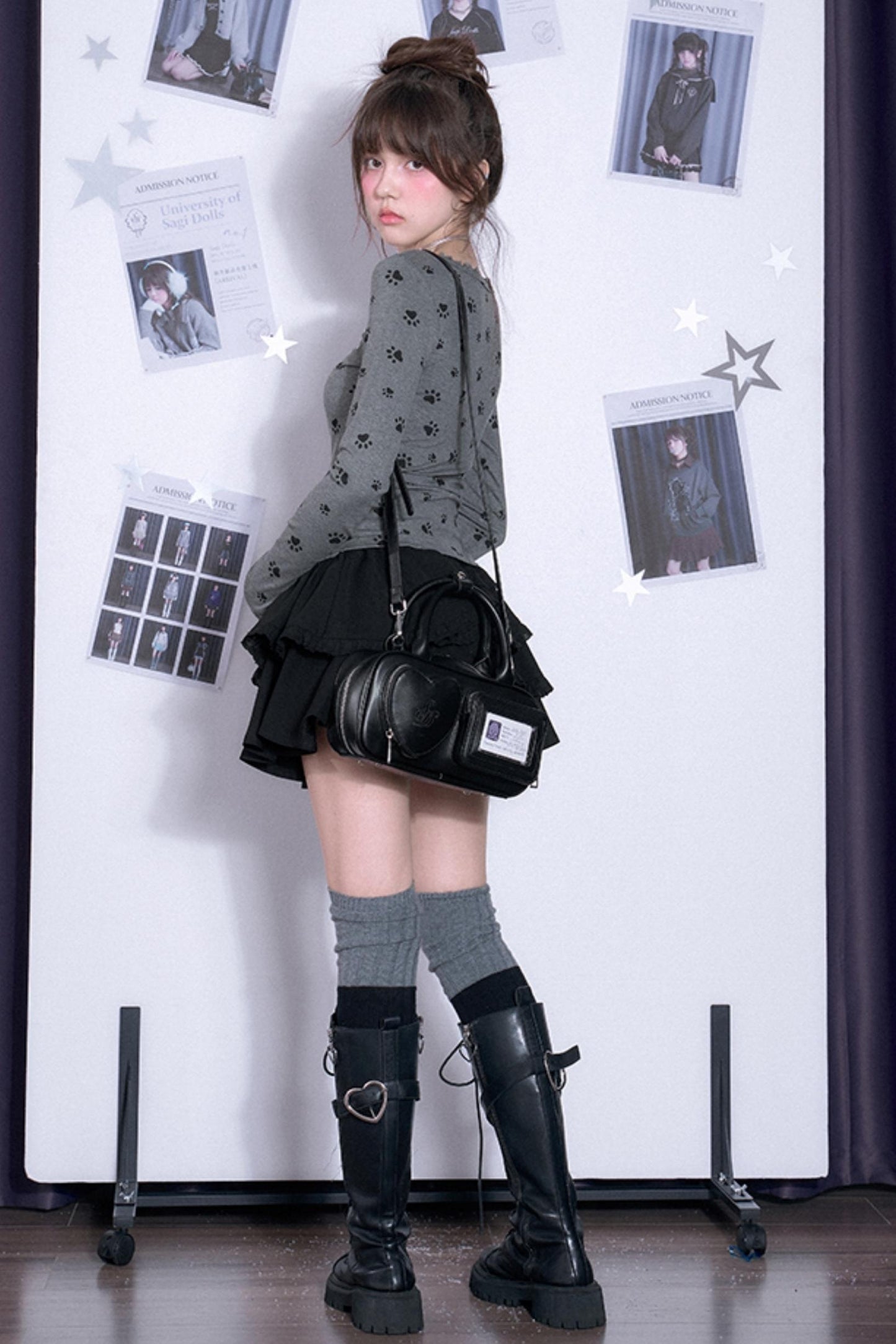 달콤한 강아지 프린트 V넥 티셔츠 