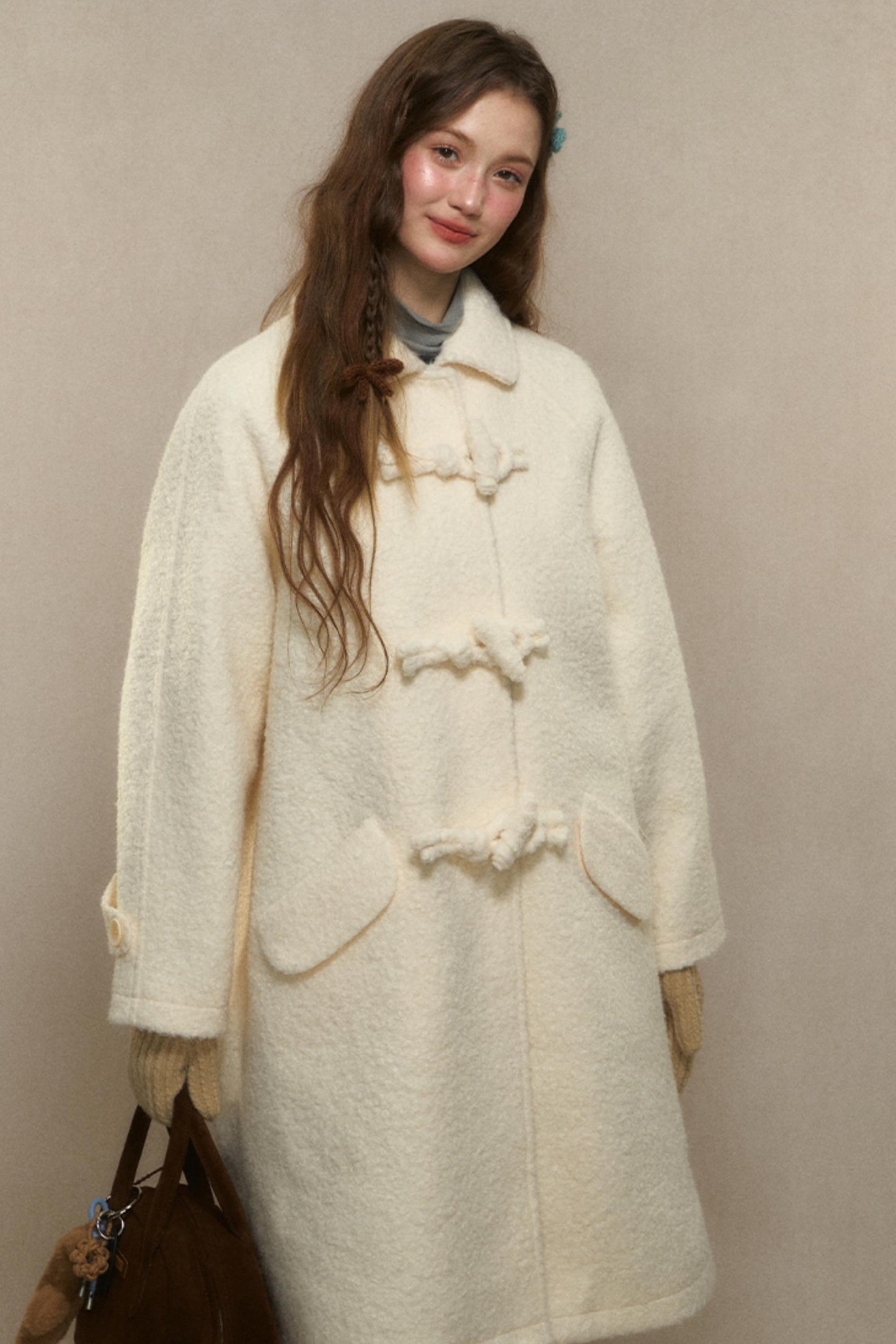 Winter Wool Coat With Horn Buttons