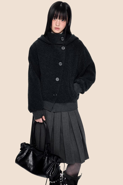 Vintage Woolen Hooded Jacket